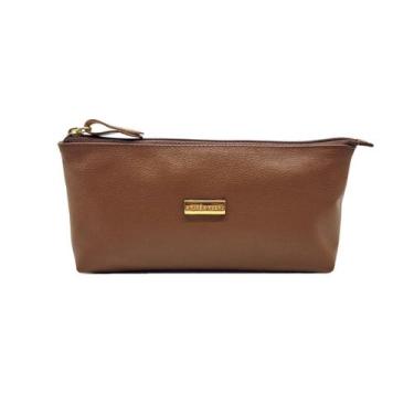 Imagem de Necessaire Para Maquiagem Feminina Couro Legítimo Lançamento Cores - A