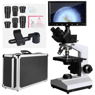 Imagem de Vabiooth [Modelo De Microrganismo De Campo Escuro] Microscópio Composto Trinocular De Campo Escuro E Claro De Laboratório, Ampliação De 40X-2500X Com Monitor De 7", Ocular Eletrônica De 5 Mp, Estági