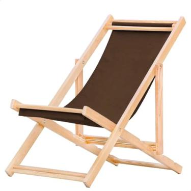 Imagem de Espreguiçadeira Dobrável em Madeira Maciça para Varanda – Reclinável, Sem Braço, Natural (Marrom)