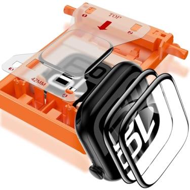 Imagem de YMHML Pacote com 2 protetores de tela de vidro temperado para Apple Watch Series 11 Series 10 42 mm, [Zero Bubble] Cobertura total 3D película impermeável de forte adesão com [tecnologia de