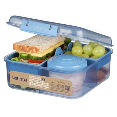 Imagem de Sistema Caixa de plástico Bento Bound Ocean Bound | Lancheira com pote de iogurte/frutas | Quadrado de 1,25 L | Sem BPA feito usando plástico reciclado | Cores sortidas (varia de acordo com o pacote)