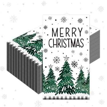 Imagem de Guardanapos de papel para árvore de Natal com 40 peças, guardanapos de papel descartáveis para convidados de Natal, guardanapos de Natal, jantares de festa para artigos de festa de Natal, 11 x 20 cm