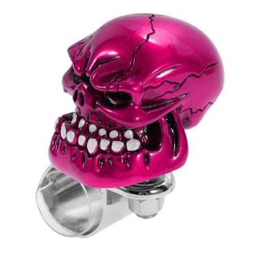 Imagem de INFINAUTO Maçaneta de volante de carro de 30,5 mm grande caveira veículo bola rotadora para caminhonetes SUV, semi-reboques, vans, barcos, roxo, 1 peça