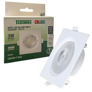 Imagem de Kit 5 Spot Led Quadrado Embutir 3W MR11 Luz Neutra 4000K - TASCHIBRA