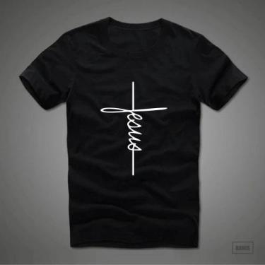 Imagem de Camiseta Preta Personalizada 'Jesus' Unissex - Renovar Confecções, GG