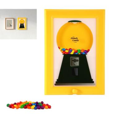 Imagem de Moldura para Porta-Retratos de Doces, Máquina de Chicletes Parede Dispensador Doces Pendurar Quadros para Presentes Adultos e Crianças Decoração Quarto (Amarelo)