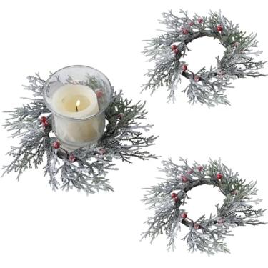 Imagem de 2 peças de guirlandas de Natal, castiçais de flores artificiais, flocos de neve, inverno, enfeites de Natal, guirlanda de Natal, decoração de mesa para casa