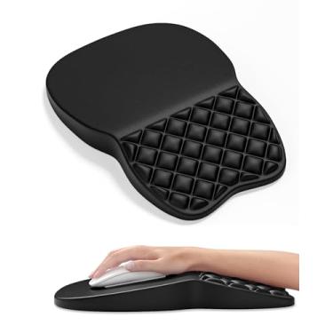 Imagem de Auhoahsil Mouse pad ergonômico com descanso de pulso, tapete de mouse de computador inclinado confortável com suporte de pulso, enchimento de espuma de memória, base de silicone antiderrapante, alívio
