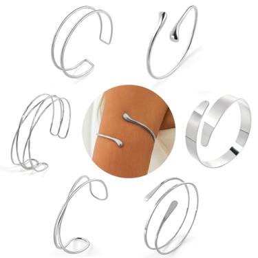 Imagem de FIRSAUKI Pulseira minimalista de braço de bobina, para mulheres, ajustável, braço, braço, aberto, conjunto de joias, Adjustable, Ferro, Sem Pedra Preciosa