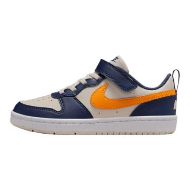 Imagem de Nike Tênis infantil unissex Court Borough Low Recraft (criança pequena), Madeira de madeira clara, castanho/casca de laranja/azul-marinho, 15