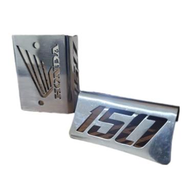 Imagem de Honda Emblema Decorativo em Alumínio Escovado para Moto, Logotipo Personalizado, Prata,capa reservatorio oleo freio