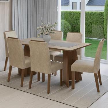 Imagem de Conjunto Sala de Jantar Tampo de Madeira 6 Cadeiras Rustic/crema/imperial Soho Madesa