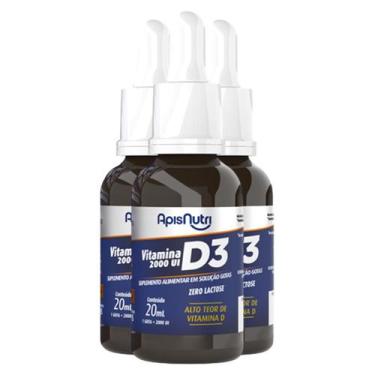 Imagem de Kit 3 Vitamina D3 Em Gotas Apisnutri 20Ml
