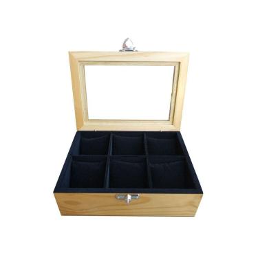 Imagem de Estojo/Caixa para 06 Relógios - Marfim Flocado de Preto