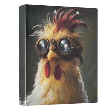 Imagem de Fichário com 3 anéis engraçados de galo de 3,8 cm, fichário com 200 folhas para mulheres, homens, escritório, crianças, material escolar, 1 pacote