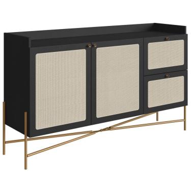 Imagem de Aparador Balcao Buffet 139 Cm Pes Metal 28969 Oslo Nero Artesano