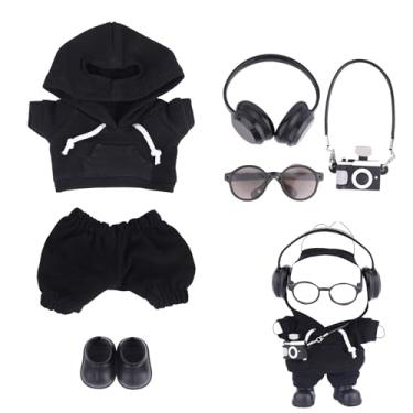 Imagem de Conjunto de Roupas Boneca 17cm, Conjunto de Vestuário Boneca Estilosas e Legais Inclui Moletons Calças Óculos Sol Fone Ouvido Sapatos e Cordão para Câmera(Preto)