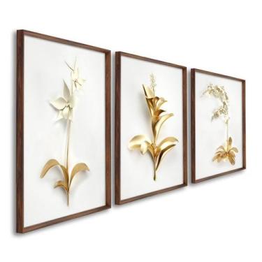 Imagem de Quadros Decorativos Floral Delicado 3 Telas 60x90cm para Sala Quarto L