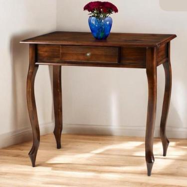 Imagem de Aparador para Sala com Pés Luiz XV e 1 Gaveta - Castanho Envelhecido -