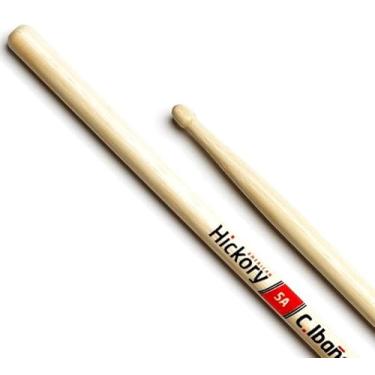 Imagem de Baqueta C. Ibañez Hickory 5AH Padrão 5A Clássica Madeira Made in USA Top com Ponta de Madeira
