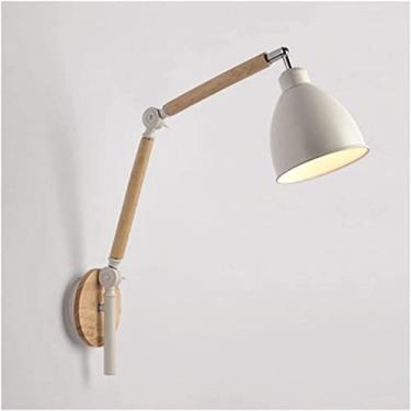 Imagem de Luminária de parede com braço oscilante branco, luminária de parede moderna, arandela ajustável, luzes de leitura de cabeceira, luminárias de decoração para cozinha, quarto, corredor, casa d