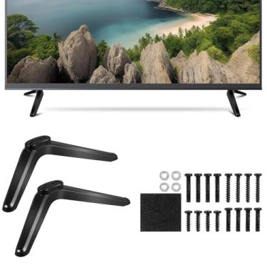 Imagem de Ipetboom Pacote com 2 suportes de base para Smart TV, suporte de mesa de plástico com adaptador de parafuso, compatibilidade com suporte TC fácil instalação e suporte robusto, compatível com TV 32 ​​