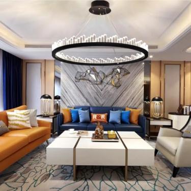 Imagem de Lustre de cristal LED moderno, luminária de mesa de jantar, altura ajustável, regulável, com controle remoto, 3000K-6000K, luminária suspensa, acrílico, cozinha, escritório, sala de estar, q