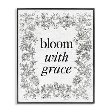 Imagem de Stupell Industries Arte giclée emoldurada preta com borda vintage Bloom with Grace, design por Lettered and Lined, 14 x 11