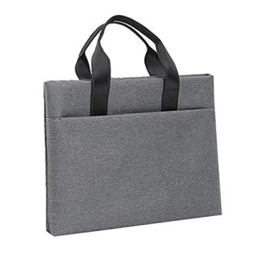 Imagem de enyuwlcm Bolsa de documentos Oxford com alça e escritório de reunião bolsa organizadora escolar pasta para transporte de arquivos de papel 1 pacote cinza