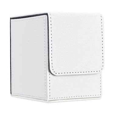 Imagem de Zettokete MTG Deck Box with 2 Dividers, Large Capacity Commander Deck Box Fits 100+ Double-Sleeved Cards, PU Leather Card Case Compatible with Magic Commander YuGiOh TCG CCG, White