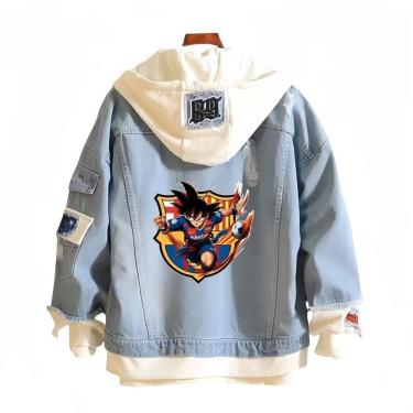 Imagem de Jaqueta jeans casual com impressão digital Barcelona Dragon Ball
