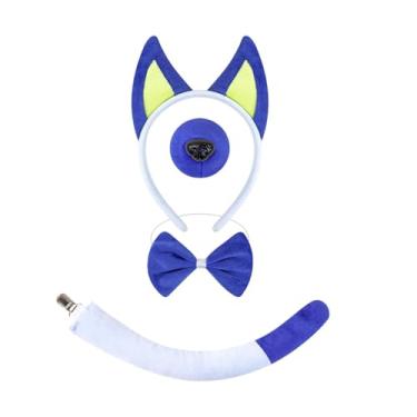 Imagem de Deevoka Orelhas de cachorro e enfeite de cauda para baile de máscaras, apresentação de dança de carnaval, Azul