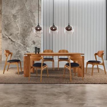 Imagem de Mesa de Jantar Tokyo Tampo 180cm Madeira Laminado com 6 Cadeiras Celes
