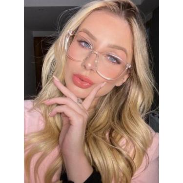 Imagem de Armação Óculos de Grau Feminina Quadrada Joia Transparente - Palas Eye