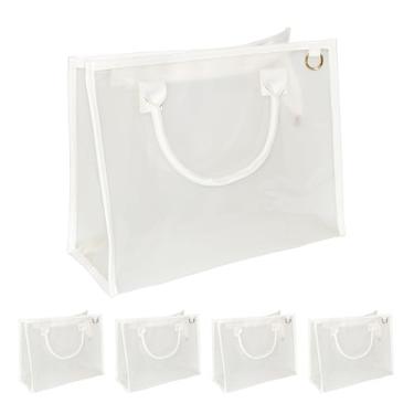 Imagem de ModParty Bolsa transparente para estádio – aprovada para eventos, embalagens e pequenas empresas – 34,3 cm x 15,2 cm x 26,7 cm (nuvem branca) conjunto de 5 (EB3545NP-WHTC-SET5)
