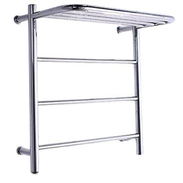 Imagem de Aquecedor elétrico de toalhas, toalheiro de aço inoxidável 304 com prateleira, aquecedor elétrico à prova d'água para banheiro doméstico, toalheiro com plugue (plugue)