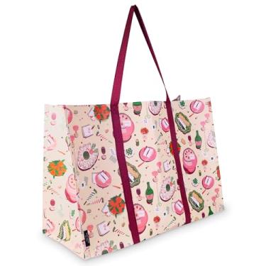 Imagem de kate spade new york Bolsa de compras reutilizável, bolsa de supermercado grande com alças de ombro, bolsa grande dobrável (festa festiva)