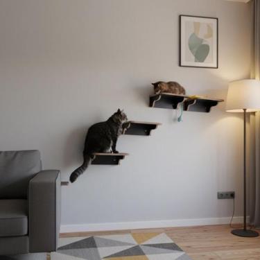 Imagem de Kit Prateleira Para Gatos Degraus G 4PÇ Com Carpete LAMINADO - BT WOOD