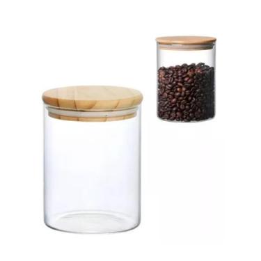 Imagem de Pote Hermético De Vidro Com Tampa De Bambu 350ml - COSY