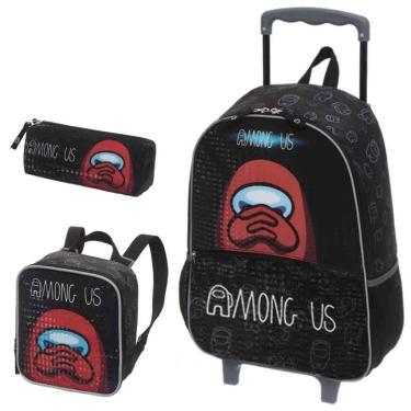 Imagem de Mochila Infantil Rodinhas Among US Suspicious com Lancheira e Estojo-Unissex