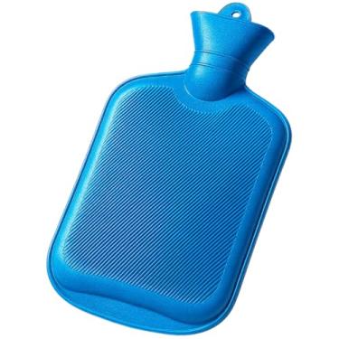 Imagem de Bolsa Térmica Compressa de Água Quente ou Fria 500ml para Cólica Sinusite Lesões Recuperação Muscular Relaxamento Material Borracha Resistente Anti Vazamento Fechamento com Rosca (Azul)