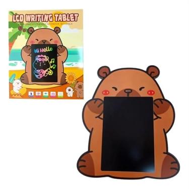 Imagem de Lousa Mágica Infantil Digital Educativa Interativa Tablet Desenho Escrever Preto Capivara + BRINDE (apito capivara) Tablet de Escrita - Lousa Digital LCD Multicolorida com Botão de Apagar