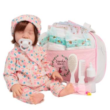 Imagem de Bebê Reborn Boneca Realista Fio a Fio Com Bolsa Acessórios