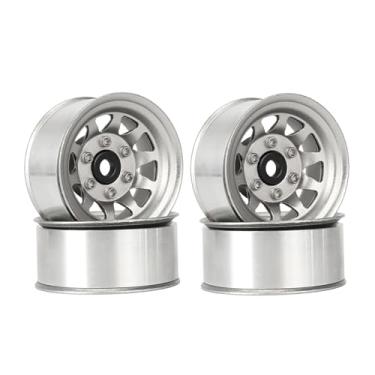 Imagem de WONFAST 4PCS 1.55 Inch Aluminum Alloy Metal 10Holes Beadlock Wheel Rim Hubs Replacement Accessory for Tamiya AX90069 D90 TF2 CC01 CC02 1/10 RC Crawler Car Upgrade Parts(A-Silver)