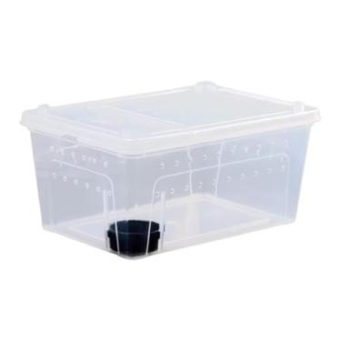 Imagem de Ioensy Caixa de alimentação para répteis, habitat de terrário transparente, caixa de reprodução com tigela de alimentação para perereca, 38x24x17cm