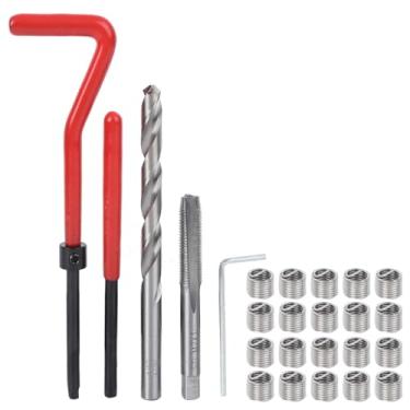 Imagem de Chiffonade Kit de reparo de rosca M7 - bobina de inserção de rosca métrica de 25 peças com caixa de plástico para roscas danificadas em aço, ferro, alumínio