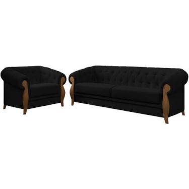 Imagem de Kit Sofa E Poltrona Decorativa Murano Veludo Sl 944 Moll Sl 944 - MOLU