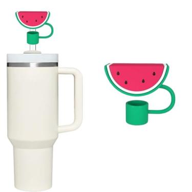 Imagem de Tampas de palha de melancia para Stanley Cup, tampa de silicone de 10 mm para copo Stanley, protetor de tampão portátil à prova de poeira de 1 cm