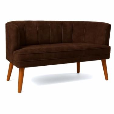 Imagem de Sofá Namoradeira Resistente para Clínica Confortável Tecido Veludo Sala de Espera MOBLAN decor (Marrom)