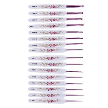 Imagem de Acouto Conjunto de Agulhas de crochê Ergonômicas Conjunto de Agulhas de crochê Design Ergonômico Alça Resistente Use Confortavelmente Ferramentas de tricô Entusiastas Iniciantes Tricô Macio e (Róseo)